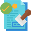 State licensed document with a checkmark and stamp, representing California Online Loans' fast and secure loan approval process.